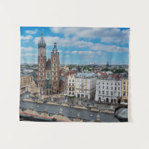 Krakauer Stadtzentrum von oben in Polen Wandteppich