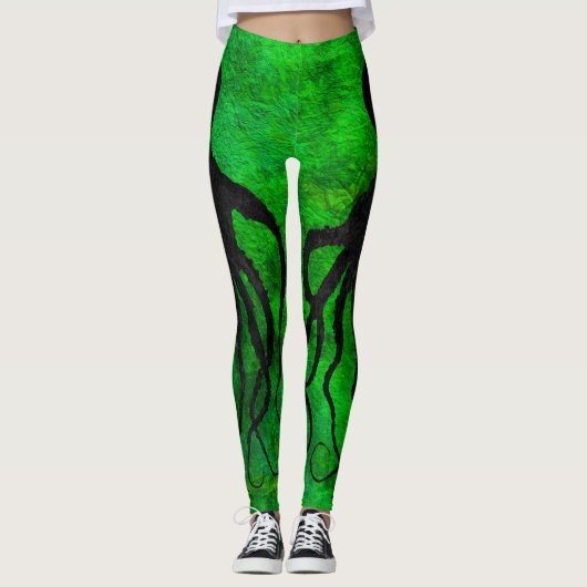 Krake 10 auf Grün - Leggings (Vorderseite)