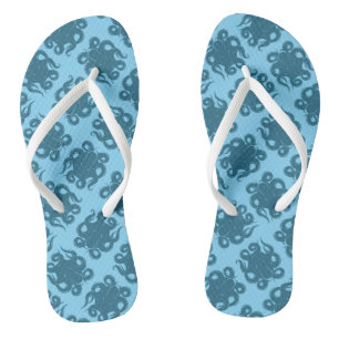 Krake auf blauem Muster Badesandalen
