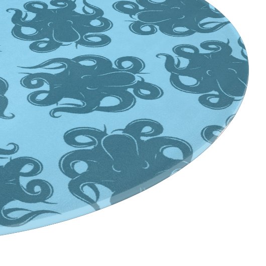 Krake auf blauem Muster Schneidebrett (Ecke)