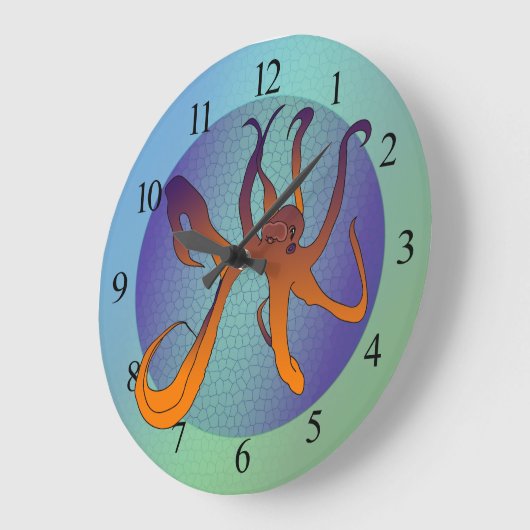 Krake Große Wanduhr (Winkel)