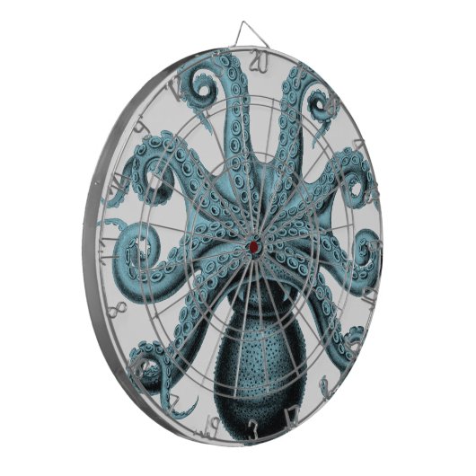 Krake in aquamarinem dartscheibe (Vorderseite Links)
