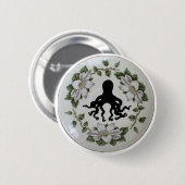 Krake in einem Teacup-Button-Abzeichen-Knopf Button (Vorne & Hinten)