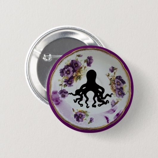 Krake in einem TeacupSaucer ~ Button (Vorne & Hinten)