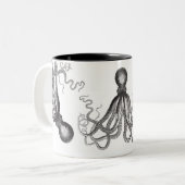 ☞ Krake / The Kraken Vintage Zweifarbige Tasse (Vorderseite Links)