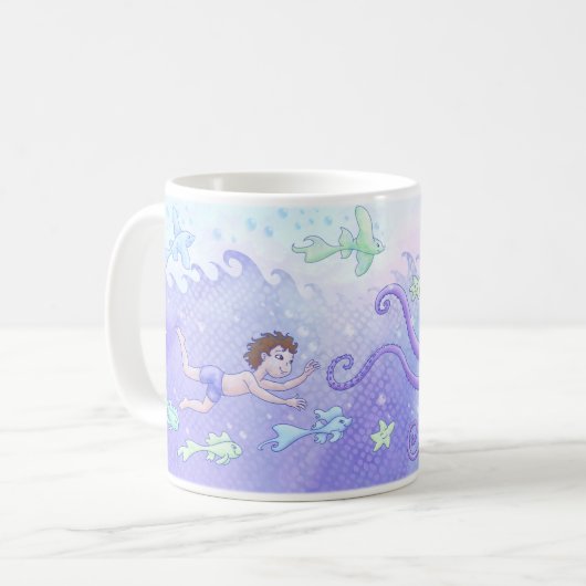 Krake und Freunde (dunkles Haar) Kaffeetasse (Vorderseite Links)