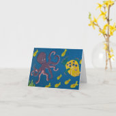 Krake und Freunde Karte (Gelbe Blume)