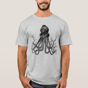Krake und Tauchsturzhelm T-Shirt