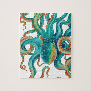 Krakeaquamarine Watercolor-Kunst Puzzle