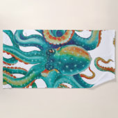 Krakeaquamarine Watercolor-Kunst Strandtuch (Vorderseite)