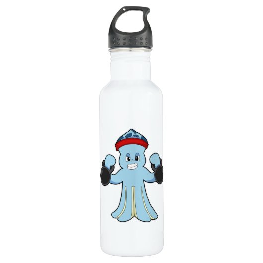 Kraken als Bodybuilder mit Dumbells Edelstahlflasche (Vorderseite)