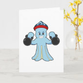 Kraken als Bodybuilder mit Dumbells Karte (Gelbe Blume)