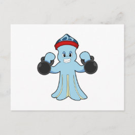 Kraken als Bodybuilder mit Dumbells Postkarte