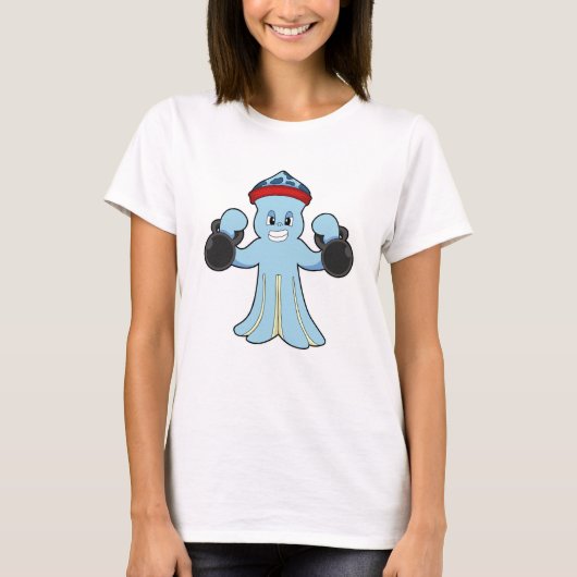 Kraken als Bodybuilder mit Dumbells T-Shirt (Vorderseite)