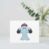 Kraken als Bodybuilder mit Hanteln Postkarte (Stehend Vorderseite)