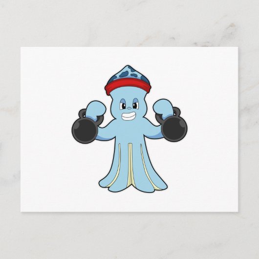 Kraken als Bodybuilder mit Hanteln Postkarte (Vorderseite)