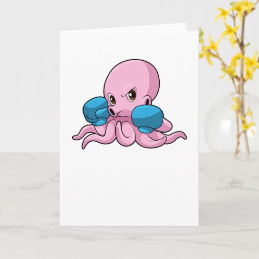 Kraken als Boxer mit Boxhandschuhen Karte (Gelbe Blume)