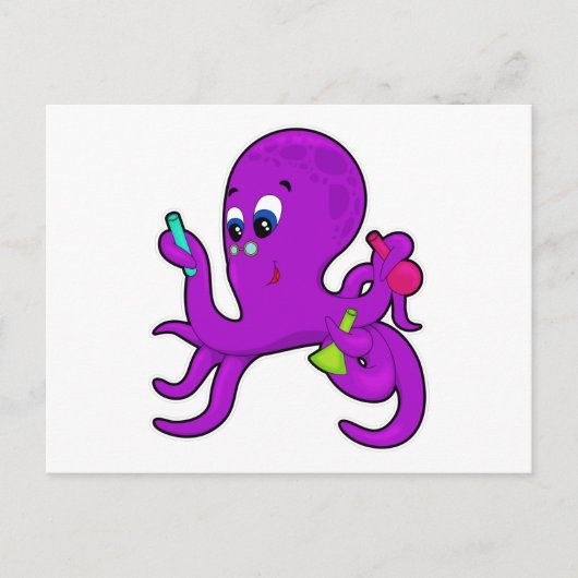 Kraken als Lehrer mit Laborausrüstung Postkarte (Vorderseite)
