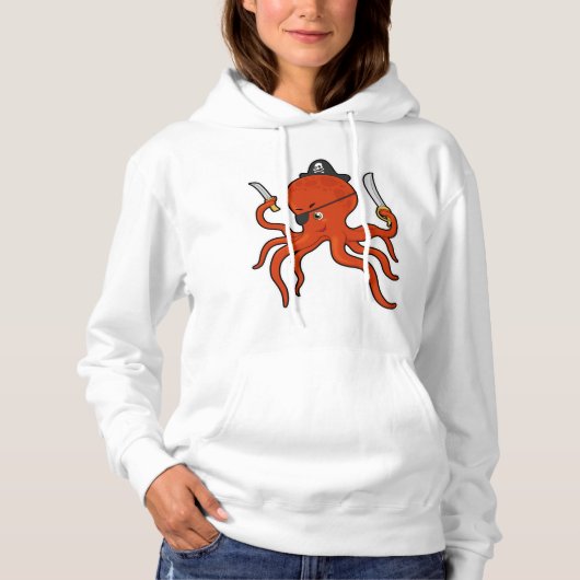Kraken als Piraten mit Schwert und Messer Hoodie (Vorderseite)