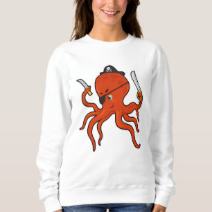 Kraken als Piraten mit Schwert und Messer Sweatshirt