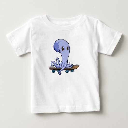 Kraken als Skater mit Skateboard Baby T-shirt (Vorderseite)