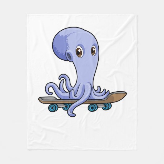 Kraken als Skater mit Skateboard Fleecedecke (Vorderseite)