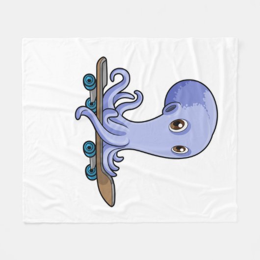Kraken als Skater mit Skateboard Fleecedecke (Vorderseite (Horizontal))