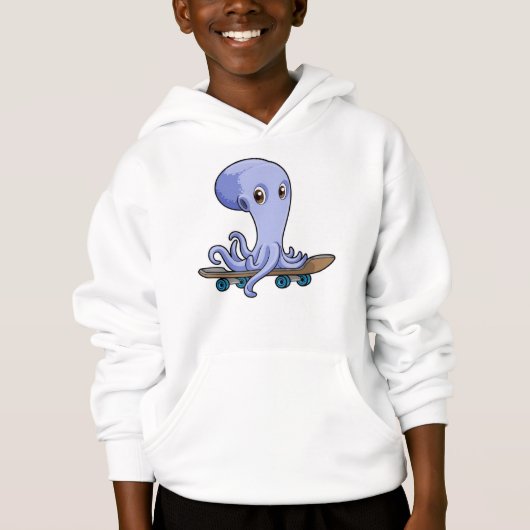 Kraken als Skater mit Skateboard Hoodie (Vorderseite)