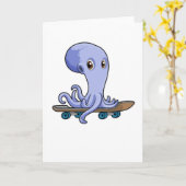 Kraken als Skater mit Skateboard Karte (Gelbe Blume)