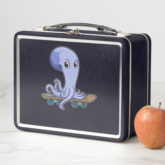 Kraken als Skater mit Skateboard Metall Brotdose (Beispiel)