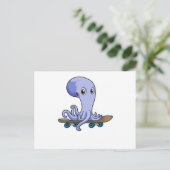 Kraken als Skater mit Skateboard Postkarte (Stehend Vorderseite)
