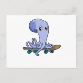 Kraken als Skater mit Skateboard Postkarte (Vorderseite)