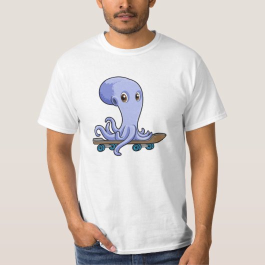 Kraken als Skater mit Skateboard T-Shirt (Vorderseite)