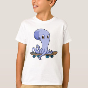 Kraken als Skater mit Skateboard T-Shirt