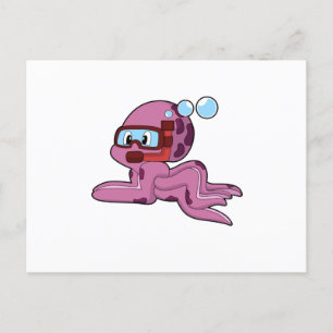 Kraken als Taucher mit Schnorchel Postkarte