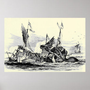 Kraken Angriff! Druck Poster