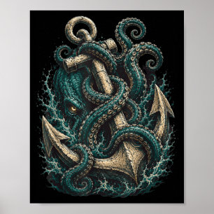 Kraken Anker Ozeanmonster Tentakel Poster