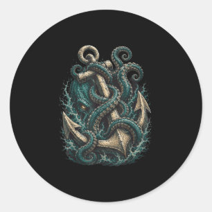 Kraken Anker Ozeanmonster Tentakel Runder Aufkleber