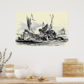 Kraken Attack! Drucken Poster (Küche)