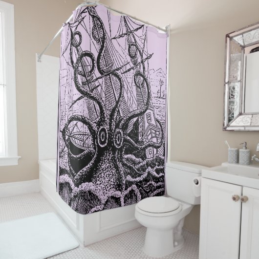 Kraken Attack lila Duschvorhang (Beispiel)