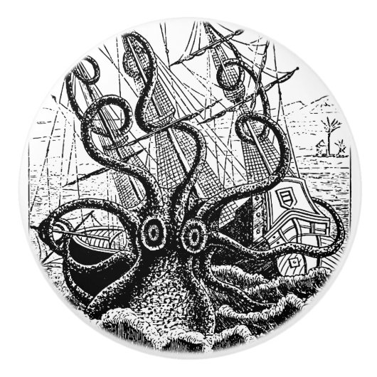 Kraken Attack Riesenktopus Keramikknauf (Vorderseite)