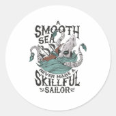 Kraken Attacks Boat Runder Aufkleber (Vorderseite)