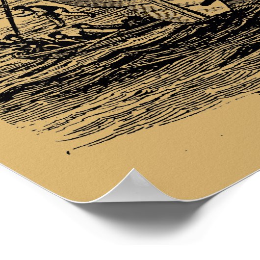 Kraken Attacks Ship Vintag Steampunk Poster (Ecke)