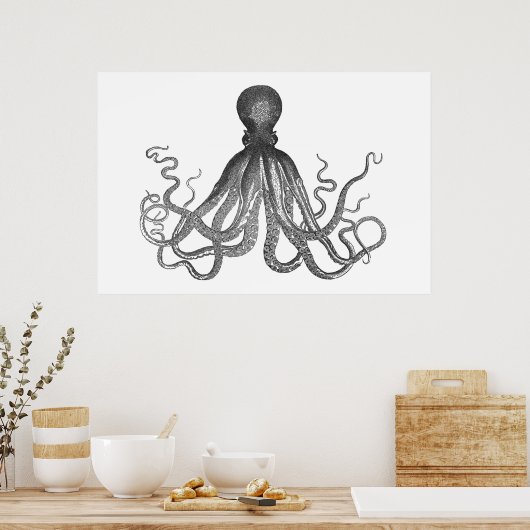 Kraken - Black Giant Octopus / Cthulu Poster (Küche)