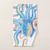 Kraken-blaue Aquarell-Kunst Badhandtuch Set (Handtuch)