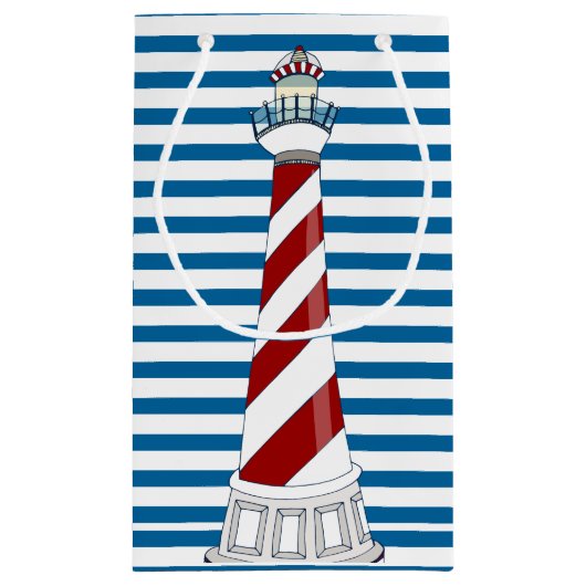 Kraken-blauer und weißer horizontaler Streifen Kleine Geschenktüte (Rückseite)