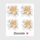 Kraken bügeln, überwältigt von der Arbeit. Aufkleber (Blatt)