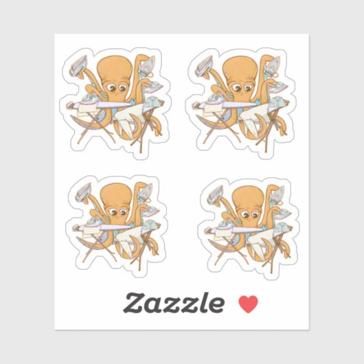 Kraken bügeln, überwältigt von der Arbeit. Aufkleber (Blatt)