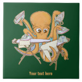 Kraken bügeln, überwältigt von der Arbeit. Fliese (Vorderseite)