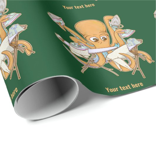 Kraken bügeln, überwältigt von der Arbeit. Geschenkpapier (Rolleneckpunkt)
